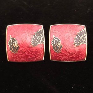 Signed Nuri Cloissone Enameled Vintage Earrings